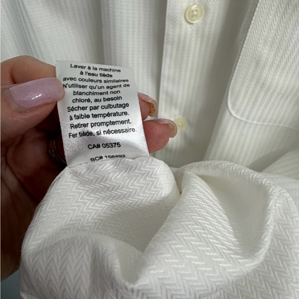 Pronto Uomo Men's White Stripe Non-Iron Dress Shirt 16 32/33 - Picture 5 of 9